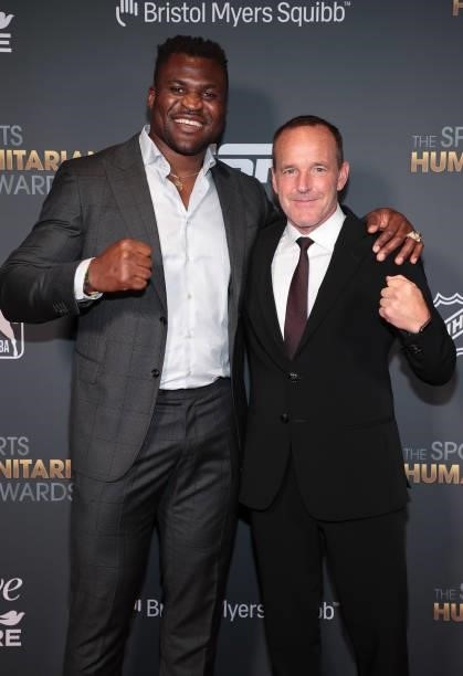 Francis Ngannou and Clark Gregg attend the 2021 Sports Humanitarian Awards on July 12, 2021 in New York City.