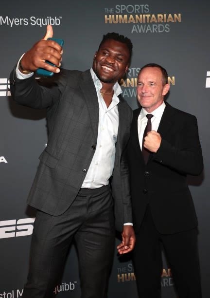 Francis Ngannou and Clark Gregg attend the 2021 Sports Humanitarian Awards on July 12, 2021 in New York City.