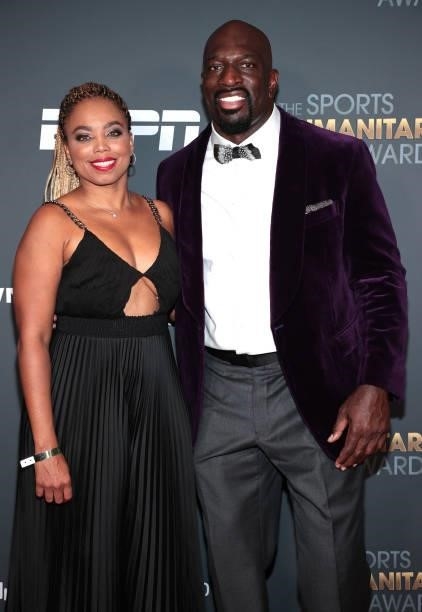 Jemele Hill and Titus O'Neil attend the 2021 Sports Humanitarian Awards on July 12, 2021 in New York City.
