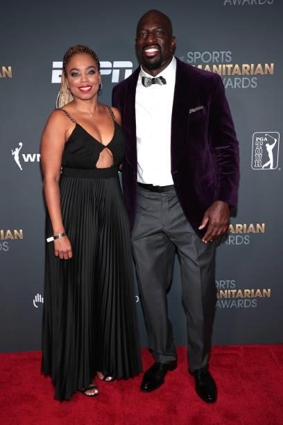 Jemele Hill and Titus O'Neil attend the 2021 Sports Humanitarian Awards on July 12, 2021 in New York City.