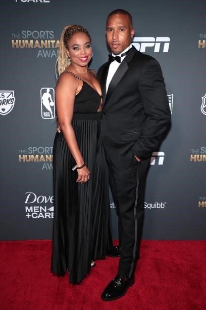 Jemele Hill and guest attend the 2021 Sports Humanitarian Awards on July 12, 2021 in New York City.