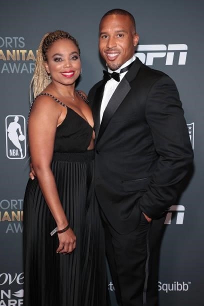 Jemele Hill and guest attend the 2021 Sports Humanitarian Awards on July 12, 2021 in New York City.