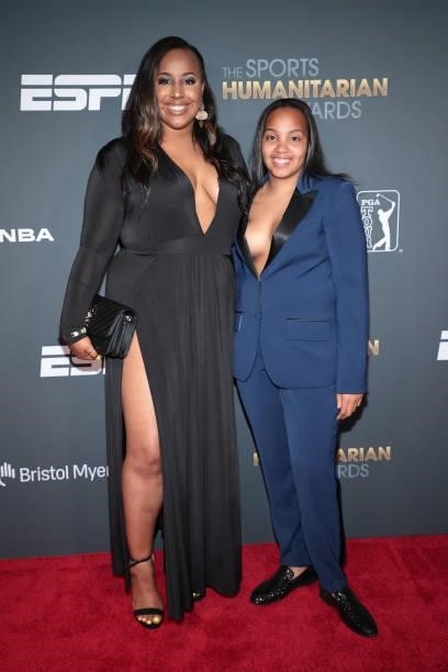 Brooklyn Cartwrigh and guest attend the 2021 Sports Humanitarian Awards on July 12, 2021 in New York City.