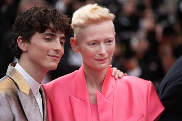 Timothee Chalamet and Tilda Swilton attend the "The French Dispatch