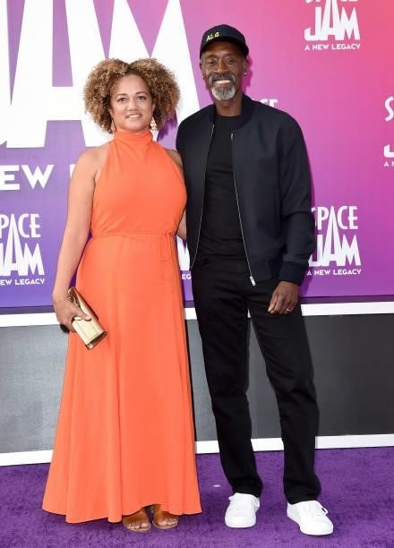 Bridgid Coulter and Don Cheadle attend the Premiere of Warner Bros "Space Jam: A New Legacy