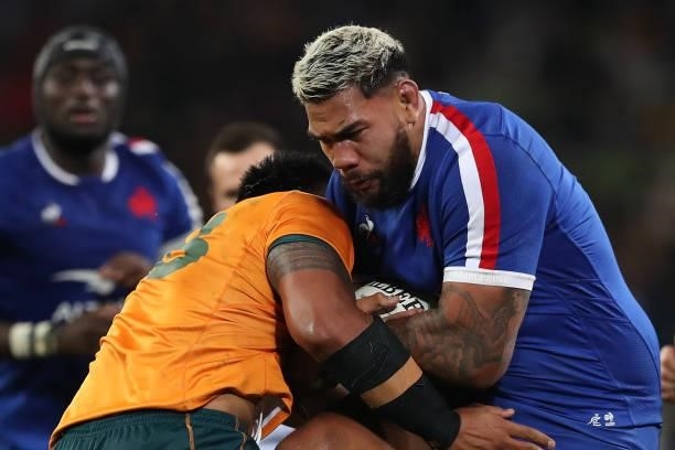 Romain Taofifenua of France in action during the International Test match between the Australian Wallabies and France at AAMI Park on July 13, 2021...