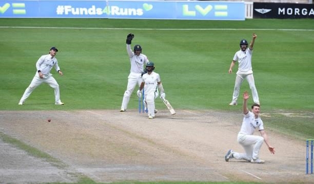 Brett D'Oliveira of Worcestershire survives an appeal for LBW during the LV = Insurance County Championship match between Worcestershire and...