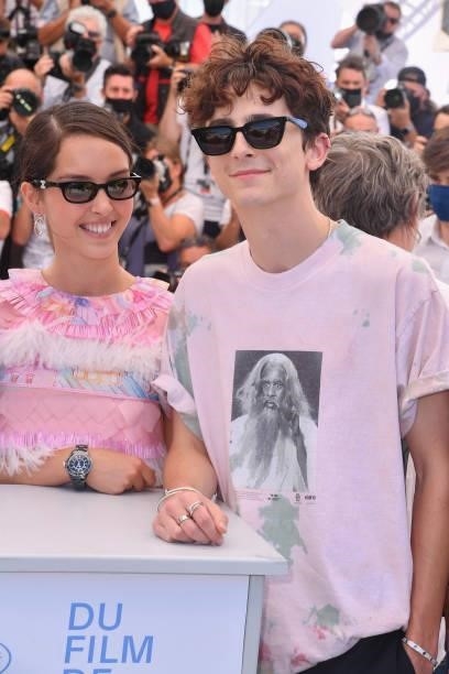 Lyna Khoudri and Timothée Chalamet attend the "The French Dispatch