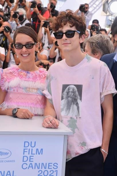 Lyna Khoudri and Timothée Chalamet attend the "The French Dispatch