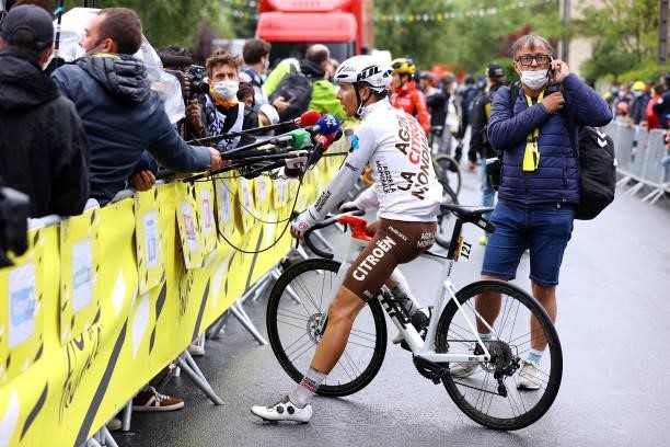 Benoît Cosnefroy of France and AG2R Citroën Team meets the media press at arrival during the 108th Tour de France 2021, Stage 16 a 169km stage from...