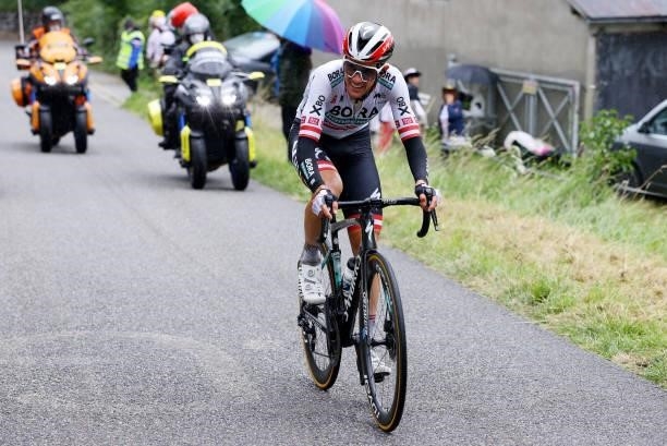 Patrick Konrad of Austria and Team BORA - Hansgrohe in breakaway during the 108th Tour de France 2021, Stage 16 a 169km stage from Pas de la Casa to...