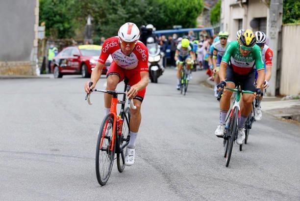 Pierre-Luc Périchon of France and Team Cofidis & Sonny Colbrelli of Italy and Team Bahrain - Victorious during the 108th Tour de France 2021, Stage...