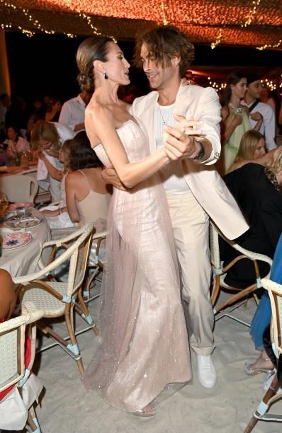 Jon Kortajarena and Nieves Álvarez attend the Naked Heart France Riviera Dinner 2021 during the 74th annual Cannes Film Festival on July 13, 2021 in...
