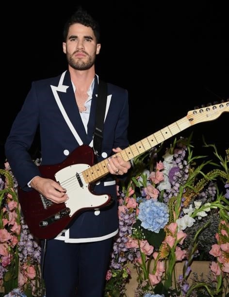 Darren Criss performs during the Naked Heart France Riviera Dinner 2021 during the 74th annual Cannes Film Festival on July 13, 2021 in Cannes,...