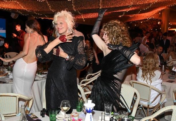 Ellen von Unwerth and Ivy Getty attend the Naked Heart France Riviera Dinner 2021 during the 74th annual Cannes Film Festival on July 13, 2021 in...