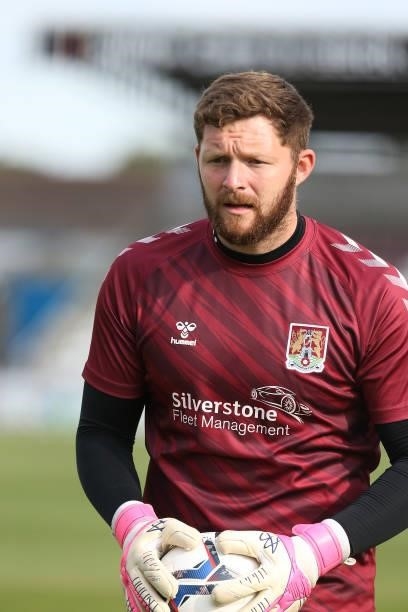 Jonny Maxted of Northampton Town during the pre match warm up prior to the Pre-Season Friendly match between Northampton Town v West Ham United at...