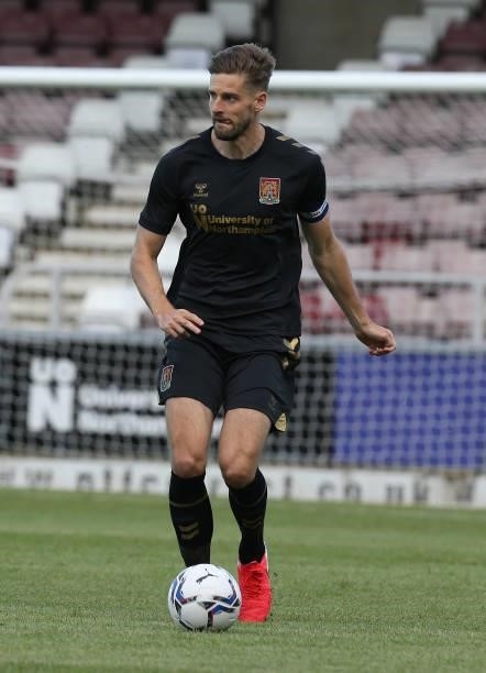 Jon Guthrie of Northampton Town in action during the Pre-Season Friendly match between Northampton Town v West Ham United at Sixfields on July 13,...