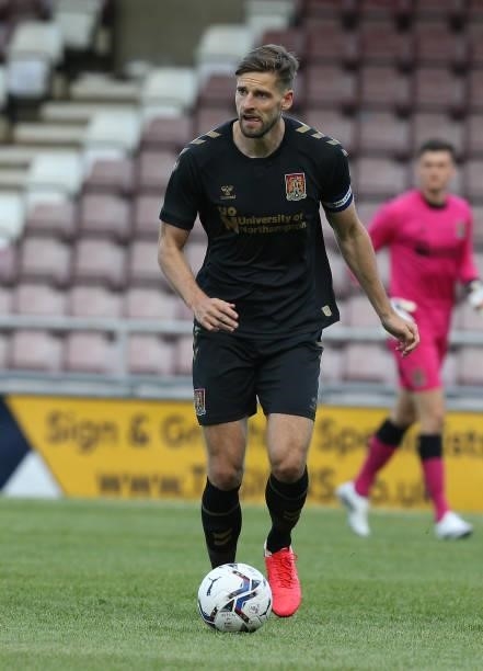 Jon Guthrie of Northampton Town in action during the Pre-Season Friendly match between Northampton Town v West Ham United at Sixfields on July 13,...