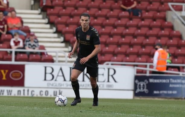 Sid Nelson of Northampton Town in action during the Pre-Season Friendly match between Northampton Town v West Ham United at Sixfields on July 13,...