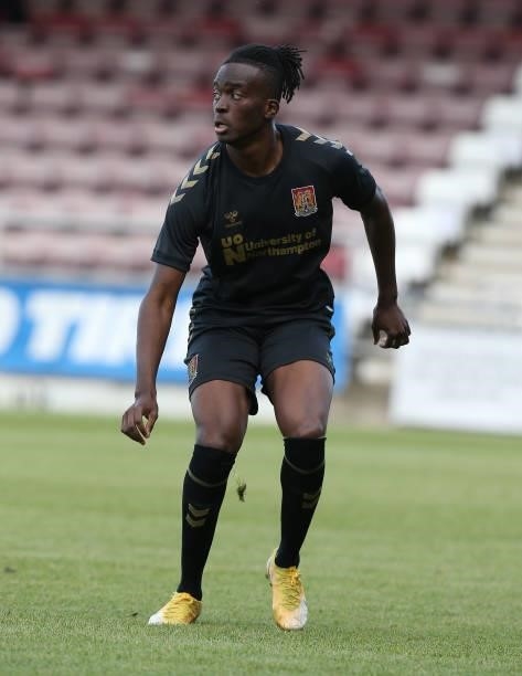 Josh Debayo of Northampton Town in action during the Pre-Season Friendly match between Northampton Town v West Ham United at Sixfields on July 13,...