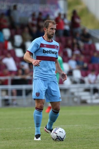 Craig Dawson of West Ham United in action during the Pre-Season Friendly match between Northampton Town v West Ham United at Sixfields on July 13,...