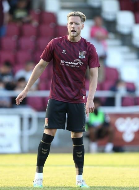 Fraser Horsfall of Northampton Town during the pre match warm up prior to the Pre-Season Friendly match between Northampton Town v West Ham United at...