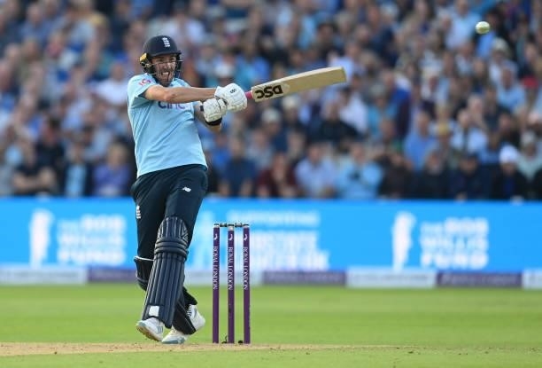 Craig Overton of England bats during the 3rd One Day International between England and Pakistan at Edgbaston on July 13, 2021 in Birmingham, England.