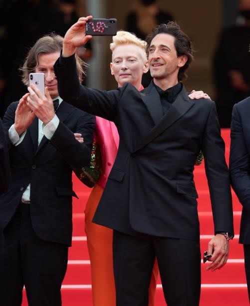 Tilda Swinton and Adrian Brody attend the "The French Dispatch