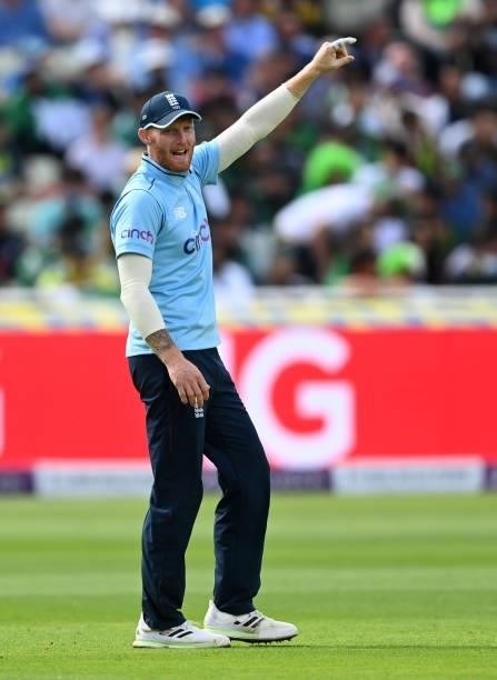 England captain Ben Stokes directs his field during the 3rd Royal London Series One Day International between England and Pakistan at Edgbaston on...