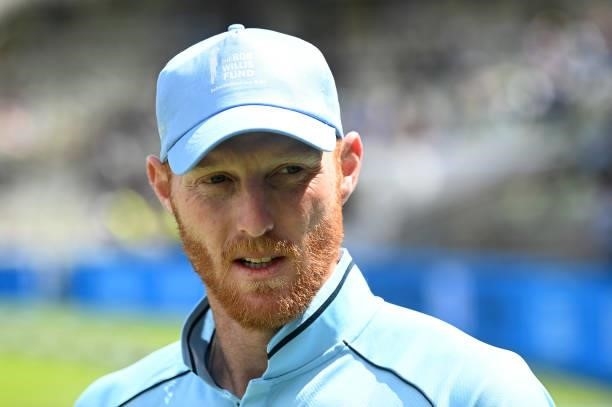 England captain Ben Stokes wears a Blue for Bob Willis cap during the 3rd Royal London Series One Day International between England and Pakistan at...