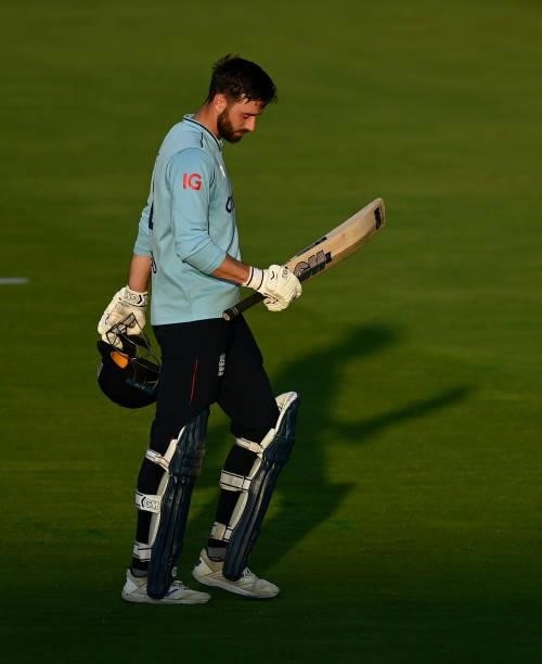 James Vince of England leaves the field during the 3rd Royal London Series One Day International between England and Pakistan at Edgbaston on July...