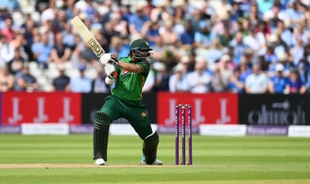 Imam-ul-Haq of Pakistan during the 3rd Royal London Series One Day International between England and Pakistan at Edgbaston on July 13, 2021 in...