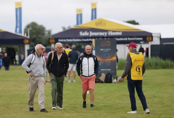 Spectators arrive on course during a practice round for The 149th Open at Royal St George’s Golf Club on July 14, 2021 in Sandwich, England.