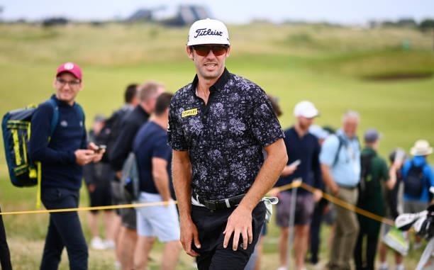 Lanto Griffin of The United States looks on during a practice round for The 149th Open at Royal St George’s Golf Club on July 14, 2021 in Sandwich,...