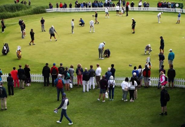 General view of the practice green is seen ahead of The 149th Open at Royal St George’s Golf Club on July 14, 2021 in Sandwich, England.