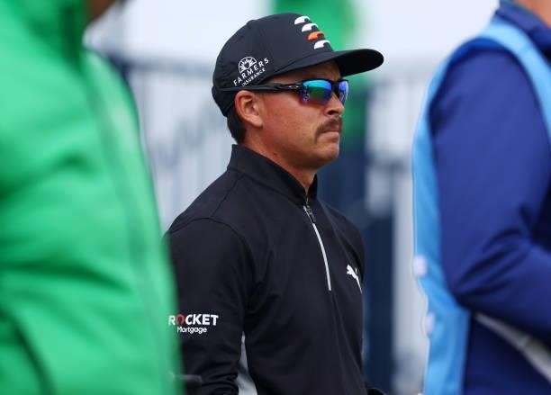 Rickie Fowler of The United States looks on during a practice round for The 149th Open at Royal St George’s Golf Club on July 14, 2021 in Sandwich,...