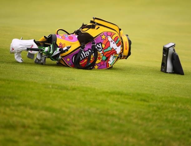 General view of a golf bag during a practice round for The 149th Open at Royal St George’s Golf Club on July 14, 2021 in Sandwich, England.