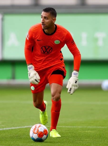 Koen Casteels, goalkeeper of VfL Wolfsburg controls the ball during a pre-season friendly match between VfL Wolfsburg and Holstein Kiel at...