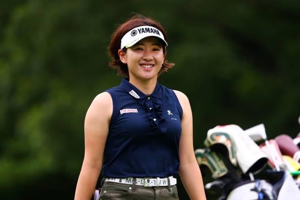 Kana Nagai of Japan smiles on the 13th hole during the pro-am ahead of the GMO Internet Ladies Samantha Thavasa Global Cup at Eagle Point Golf Club...