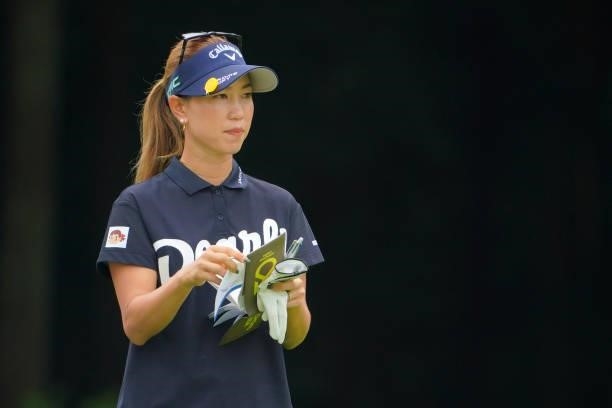 Momoko Ueda of Japan is seen on the 5th tee during the pro-am ahead of the GMO Internet Ladies Samantha Thavasa Global Cup at Eagle Point Golf Club...