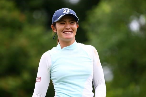Ayaka Watanabe of Japan smiles on the 14th hole during the pro-am ahead of the GMO Internet Ladies Samantha Thavasa Global Cup at Eagle Point Golf...