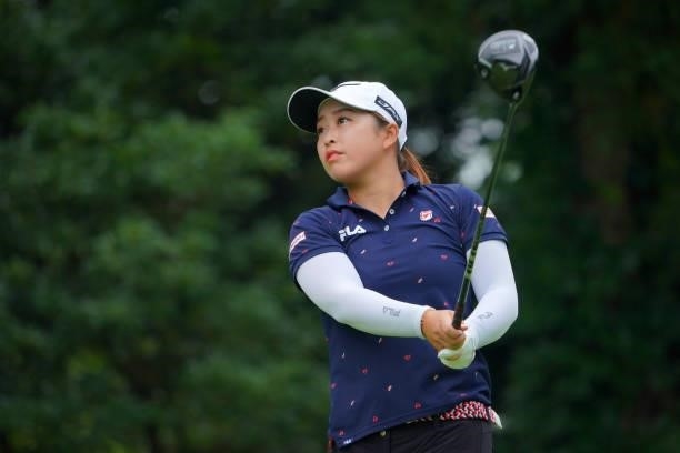 Mao Saigo of Japan hits her tee shot on the 6th hole during the pro-am ahead of the GMO Internet Ladies Samantha Thavasa Global Cup at Eagle Point...