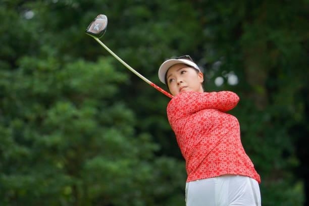 Serena Aoki of Japan hits on the 6th hole during the pro-am ahead of the GMO Internet Ladies Samantha Thavasa Global Cup at Eagle Point Golf Club on...