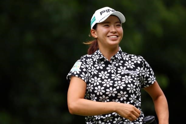Hinako Shibuno of Japan smiles on the 12th hole during the pro-am ahead of the GMO Internet Ladies Samantha Thavasa Global Cup at Eagle Point Golf...