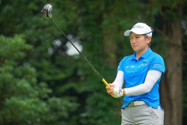 Misuzu Narita of Japan is seen before her tee shot on the 6th tee during the pro-am ahead of the GMO Internet Ladies Samantha Thavasa Global Cup at...