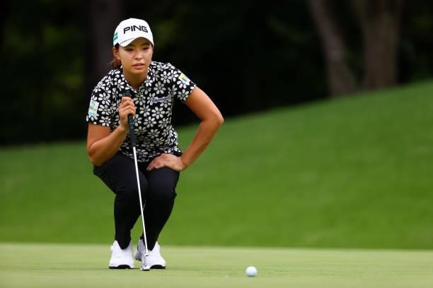 Hinako Shibuno of Japan lines up a putt on the 13th green during the pro-am ahead of the GMO Internet Ladies Samantha Thavasa Global Cup at Eagle...