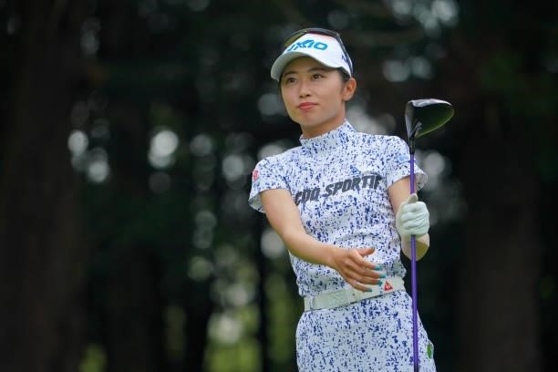 Yuka Yasuda of Japan hits her tee shot on the 6th hole during the pro-am ahead of the GMO Internet Ladies Samantha Thavasa Global Cup at Eagle Point...