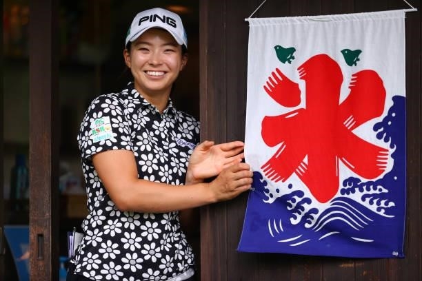 Hinako Shibuno of Japan poses during the pro-am ahead of the GMO Internet Ladies Samantha Thavasa Global Cup at Eagle Point Golf Club on July 15,...