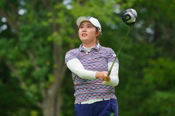 Momoko Osato of Japan hits her tee shot on the 7th hole during the pro-am ahead of the GMO Internet Ladies Samantha Thavasa Global Cup at Eagle Point...