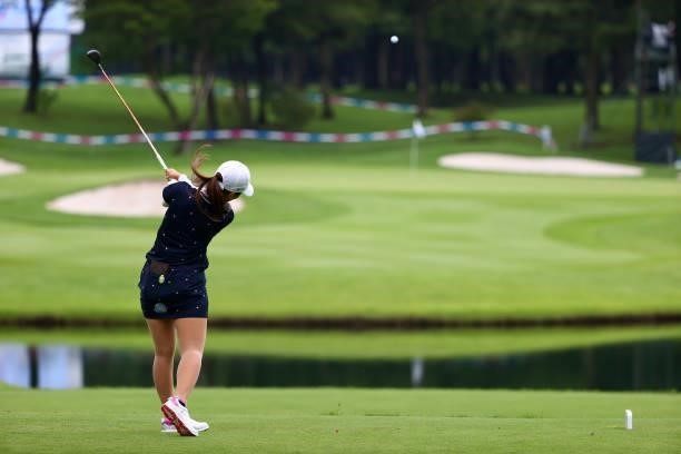 Erika Kikuchi of Japan hits her tee shot on the 16th hole during the pro-am ahead of the GMO Internet Ladies Samantha Thavasa Global Cup at Eagle...